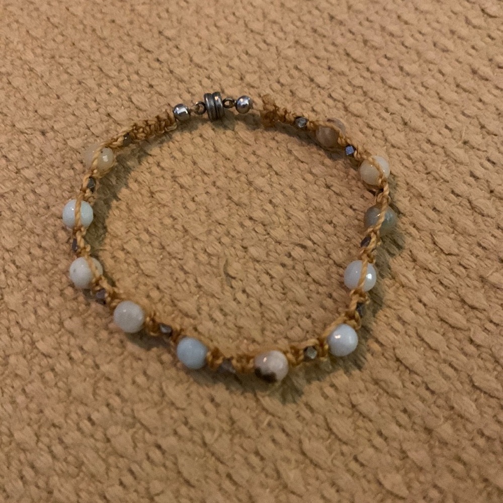 Natural Amazonite Macrame Bracelet. 7” - image 1